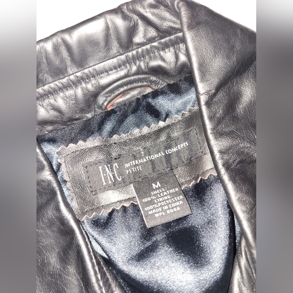 INC International Concepts Black Leather Jacket - Picture 3 of 3